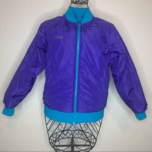Vintage Columbia Purple Teal Green Reversible Bomber Jacket
